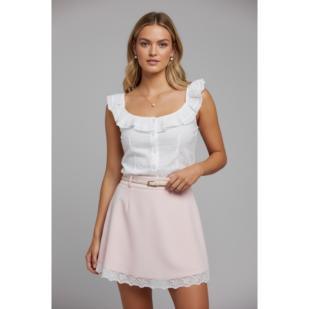 NEW Wild Fable White Eyelet XL Ruffle Flutter Sleeve Top Cottagecore Boho